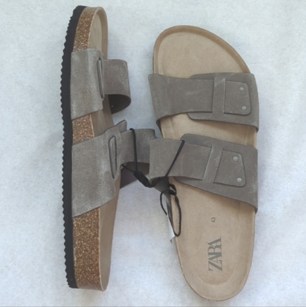 Birkenstock Style Men's Zara Suede Leather Slide Sandals - Size 43 EU